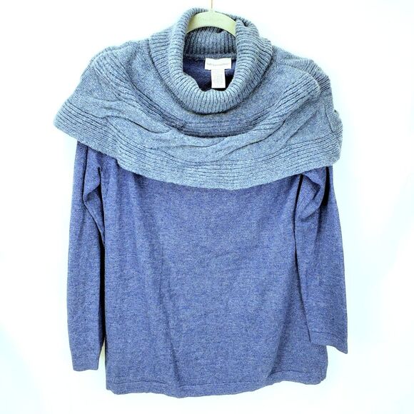 Soft Surroundings Retro Blue Cape Tunic Sweater Oversized S Soft Cozycore Prep - Picture 1 of 5